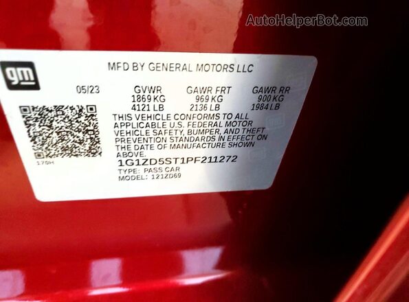 1G1ZD5ST1PF211272 2023 CHEVROLET MALIBU Burgundy Շարժիչի բաժամունքի տեսք