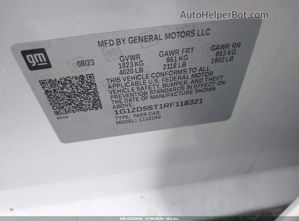 1G1ZD5ST1RF118321 2024 CHEVROLET MALIBU Белый Вид подкапотного пространства