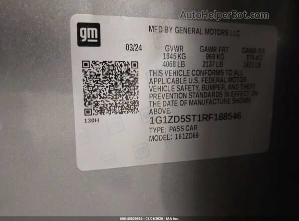 1G1ZD5ST1RF188546 2024 CHEVROLET MALIBU Gray Շարժիչի բաժամունքի տեսք