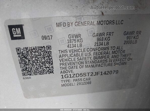 1G1ZD5ST2JF142079 2018 CHEVROLET MALIBU Silver Вид підкапотного простору