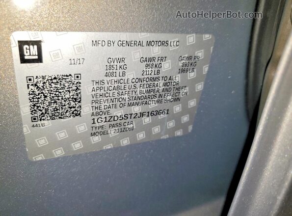 1G1ZD5ST2JF163661 2018 CHEVROLET MALIBU Серый Вид подкапотного пространства