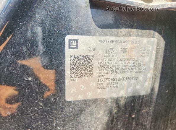 1G1ZD5ST2KF159692 2019 CHEVROLET MALIBU Black ძრავის განყოფილების ხედი