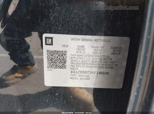 1G1ZD5ST2KF186536 2019 CHEVROLET MALIBU Черный Вид подкапотного пространства