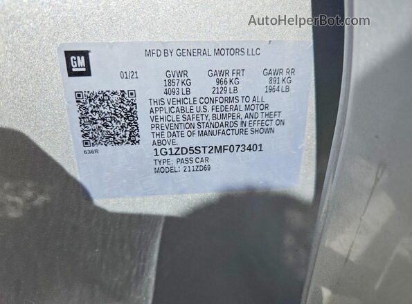 1G1ZD5ST2MF073401 2021 CHEVROLET MALIBU Серебряный Вид подкапотного пространства