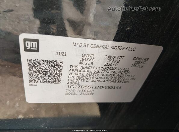 1G1ZD5ST2MF085144 2021 CHEVROLET MALIBU Black Engine compartment view