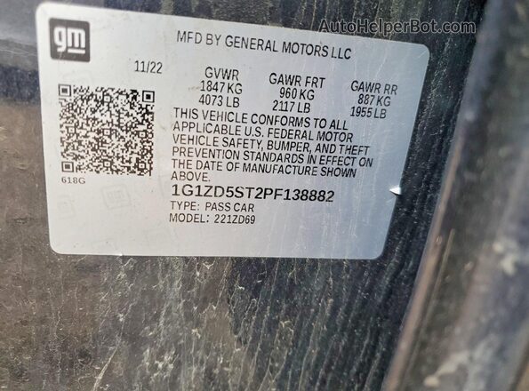 1G1ZD5ST2PF138882 2023 CHEVROLET MALIBU Синий Вид наклейки с VIN-кодом