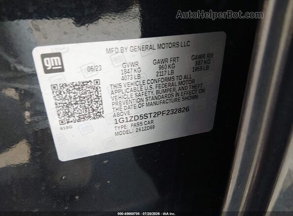 1G1ZD5ST2PF232826 2023 CHEVROLET MALIBU Black Vista del compartimento del motor