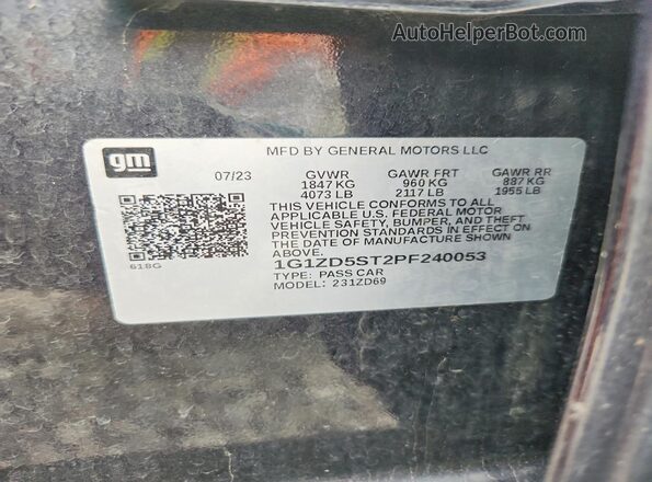 1G1ZD5ST2PF240053 2023 CHEVROLET MALIBU Charcoal VIN კოდის სტიკერის ხედი