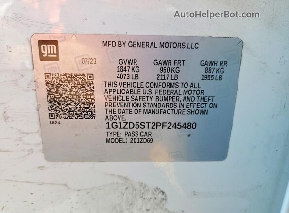 1G1ZD5ST2PF245480 2023 CHEVROLET MALIBU White Vista del compartimento del motor