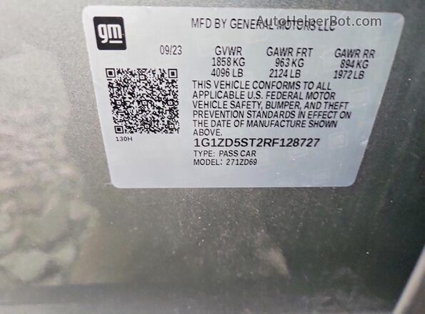 1G1ZD5ST2RF128727 2024 CHEVROLET MALIBU Gray Engine compartment view