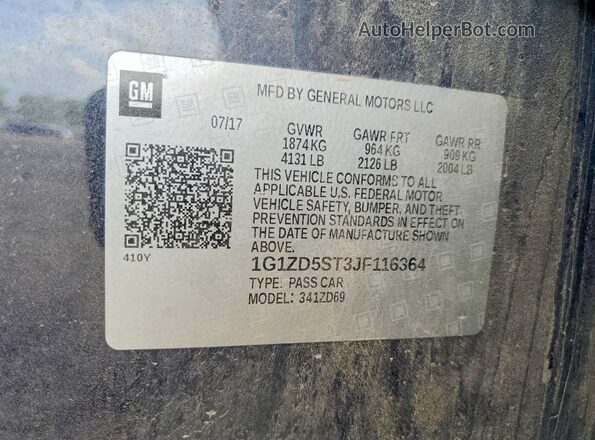 1G1ZD5ST3JF116364 2018 CHEVROLET MALIBU Blue ძრავის განყოფილების ხედი