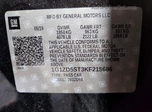 1G1ZD5ST3KF215686 2019 CHEVROLET MALIBU Black Vista del compartimento del motor