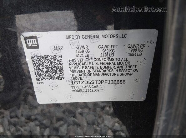 1G1ZD5ST3PF136686 2023 CHEVROLET MALIBU Черный Вид подкапотного пространства