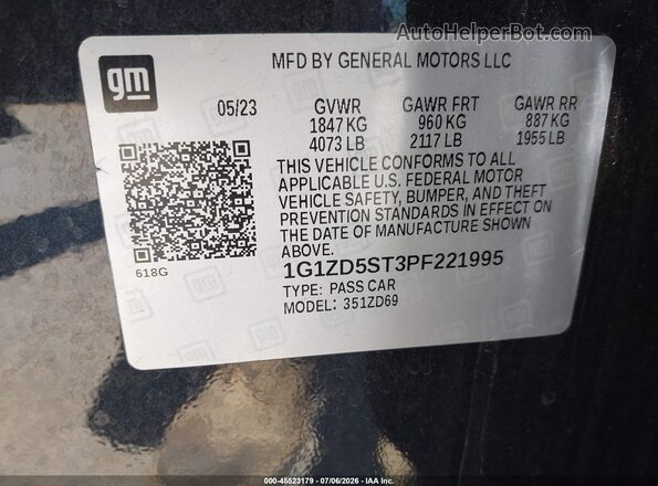 1G1ZD5ST3PF221995 2023 CHEVROLET MALIBU Черный Вид подкапотного пространства