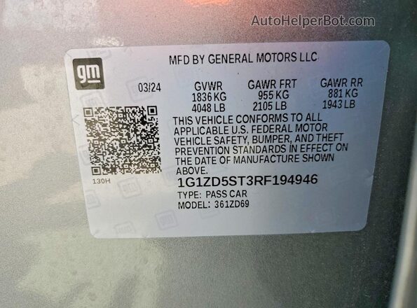 1G1ZD5ST3RF194946 2024 CHEVROLET MALIBU Silver ძრავის განყოფილების ხედი