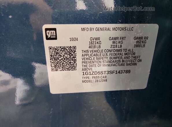 1G1ZD5ST3SF143789 2025 CHEVROLET MALIBU Blue Engine compartment view