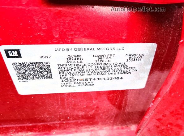 1G1ZD5ST4JF133464 2018 CHEVROLET MALIBU Burgundy Vista del compartimento del motor