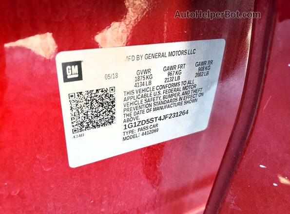 1G1ZD5ST4JF231264 2018 CHEVROLET MALIBU Red ძრავის განყოფილების ხედი