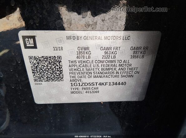 1G1ZD5ST4KF134440 2019 CHEVROLET MALIBU Black ძრავის განყოფილების ხედი