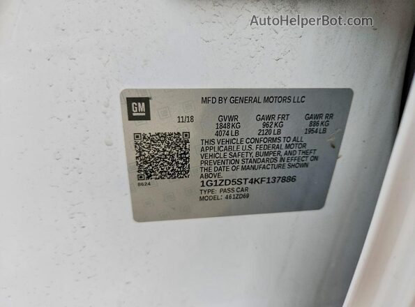 1G1ZD5ST4KF137886 2019 CHEVROLET MALIBU White Engine compartment view