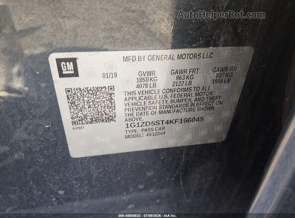 1G1ZD5ST4KF166045 2019 CHEVROLET MALIBU Gray Widok komory silnika