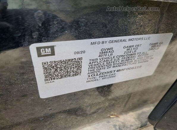 1G1ZD5ST4MF006119 2021 CHEVROLET MALIBU Black Engine compartment view