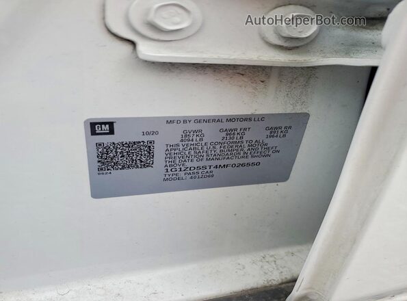1G1ZD5ST4MF026550 2021 CHEVROLET MALIBU White Շարժիչի բաժամունքի տեսք