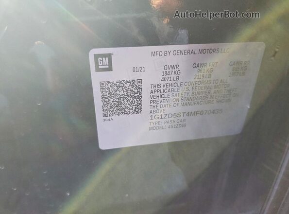 1G1ZD5ST4MF070435 2021 CHEVROLET MALIBU Черный Вид подкапотного пространства