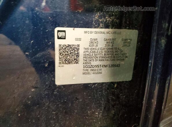 1G1ZD5ST4NF120543 2022 CHEVROLET MALIBU Blue Widok komory silnika