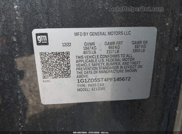 1G1ZD5ST4PF145672 2023 CHEVROLET MALIBU Black Вид підкапотного простору