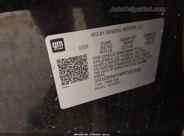 1G1ZD5ST4PF187162 2023 CHEVROLET MALIBU Черный Вид подкапотного пространства
