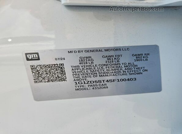 1G1ZD5ST4SF100403 2025 CHEVROLET MALIBU White ძრავის განყოფილების ხედი