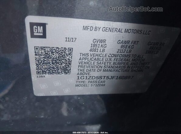 1G1ZD5ST5JF160897 2018 CHEVROLET MALIBU Gray Vista del compartimento del motor