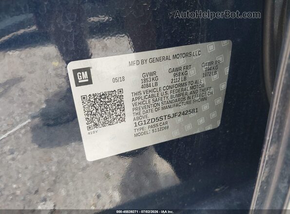 1G1ZD5ST5JF242581 2018 CHEVROLET MALIBU Black Вид підкапотного простору
