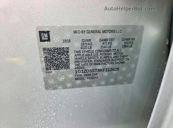 1G1ZD5ST5KF112625 2019 CHEVROLET MALIBU Silver ძრავის განყოფილების ხედი