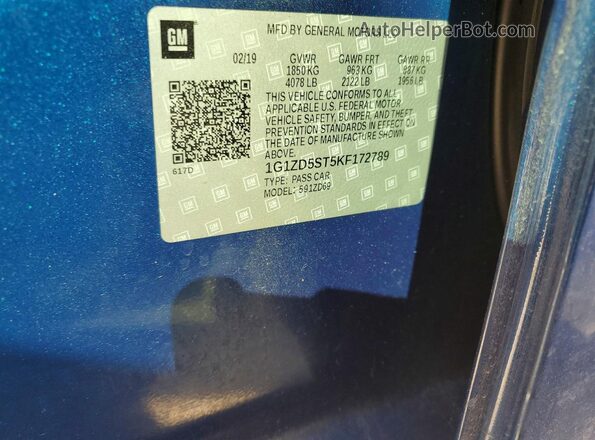 1G1ZD5ST5KF172789 2019 CHEVROLET MALIBU Синий Вид подкапотного пространства