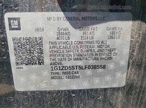 1G1ZD5ST5LF038558 2020 CHEVROLET MALIBU Черный Вид подкапотного пространства