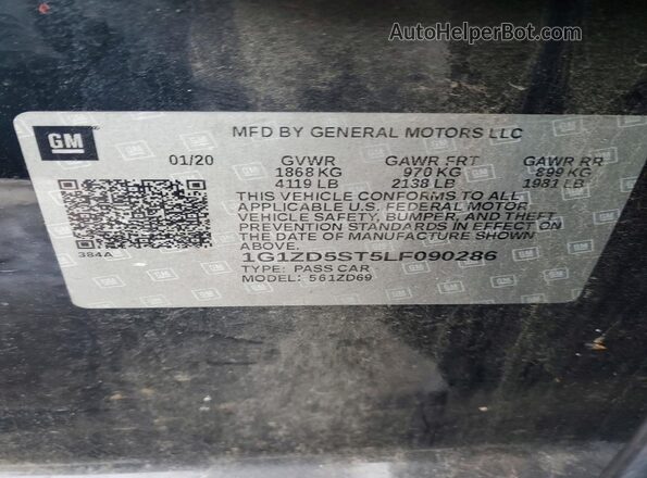 1G1ZD5ST5LF090286 2020 CHEVROLET MALIBU Black Engine compartment view