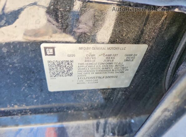 1G1ZD5ST5LF100931 2020 CHEVROLET MALIBU Black Вид підкапотного простору