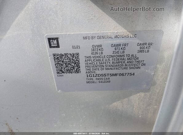 1G1ZD5ST5MF067754 2021 CHEVROLET MALIBU Silver Շարժիչի բաժամունքի տեսք