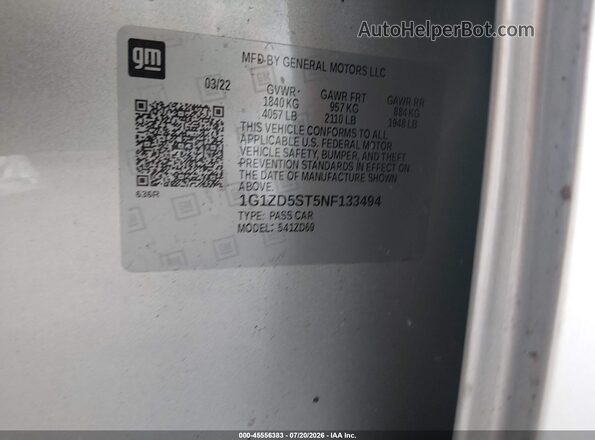 1G1ZD5ST5NF133494 2022 CHEVROLET MALIBU Серебряный Вид подкапотного пространства