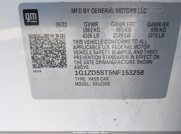 1G1ZD5ST5NF153258 2022 CHEVROLET MALIBU White Շարժիչի բաժամունքի տեսք