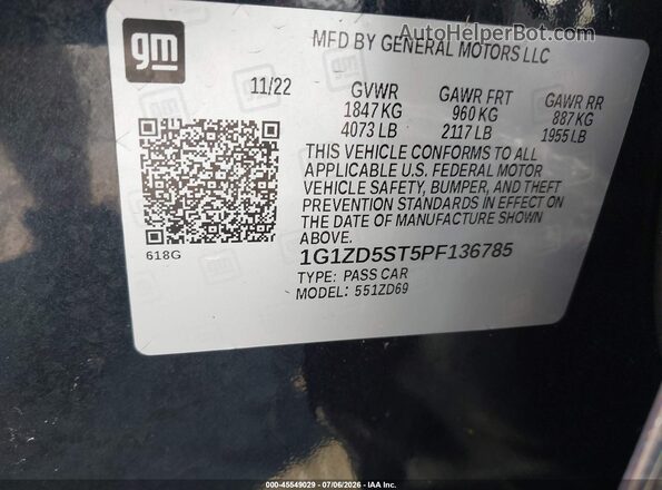 1G1ZD5ST5PF136785 2023 CHEVROLET MALIBU Black Vista del compartimento del motor