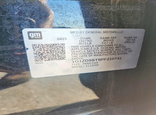 1G1ZD5ST5PF210741 2023 CHEVROLET MALIBU Black Widok naklejki z numerem VIN