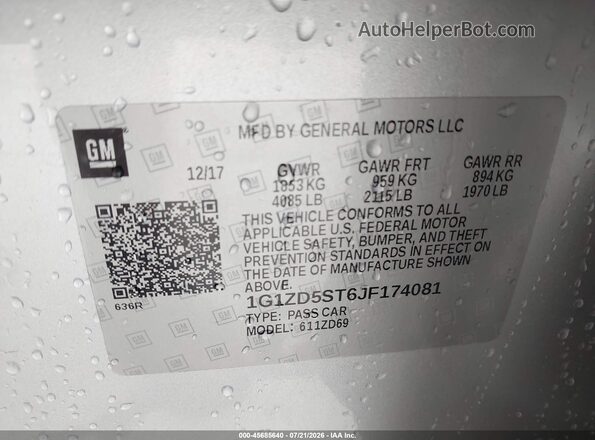 1G1ZD5ST6JF174081 2018 CHEVROLET MALIBU Silver Engine compartment view