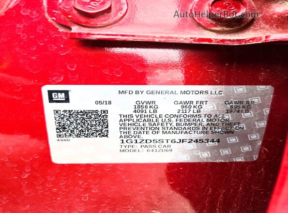 1G1ZD5ST6JF245344 2018 CHEVROLET MALIBU Burgundy Vista del compartimento del motor