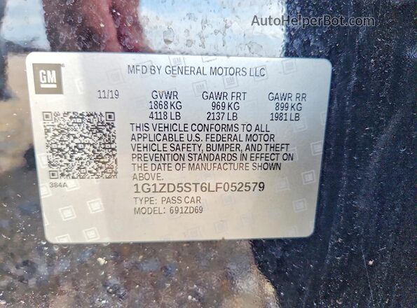 1G1ZD5ST6LF052579 2020 CHEVROLET MALIBU Black Շարժիչի բաժամունքի տեսք