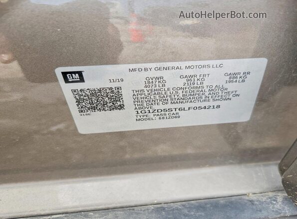 1G1ZD5ST6LF054218 2020 CHEVROLET MALIBU Tan Vista del compartimento del motor