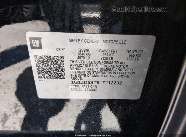 1G1ZD5ST6LF112232 2020 CHEVROLET MALIBU Black Vista del compartimento del motor