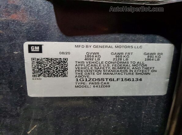 1G1ZD5ST6LF156134 2020 CHEVROLET MALIBU Charcoal Engine compartment view